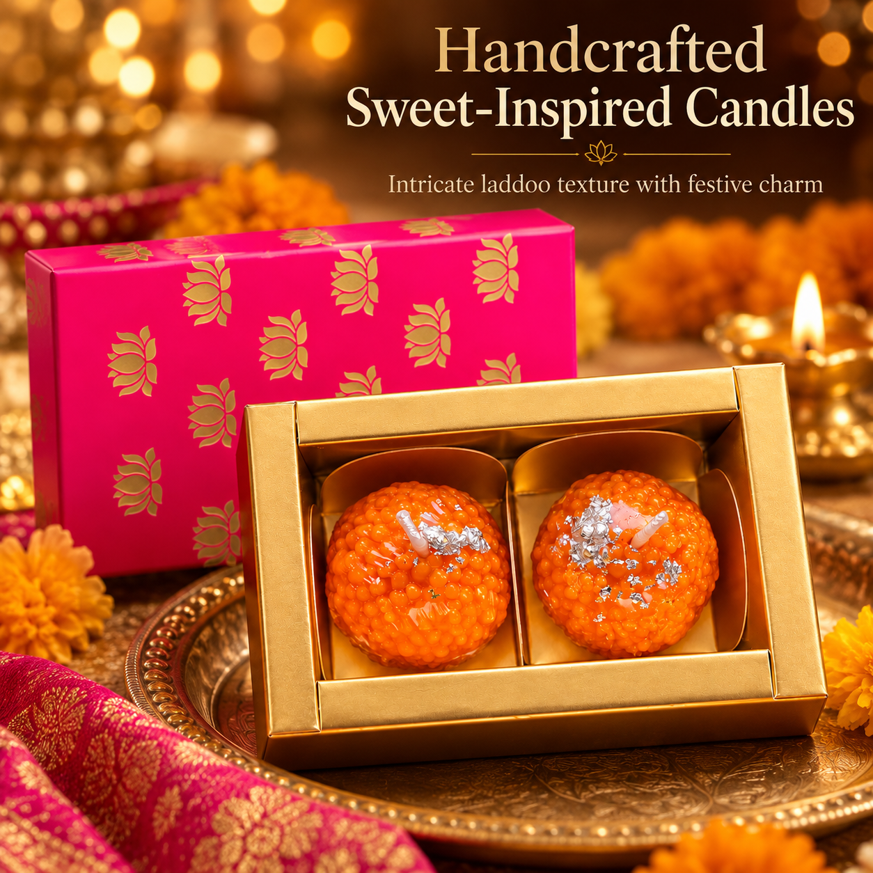 Festive Laddoo Candle – Set of 2