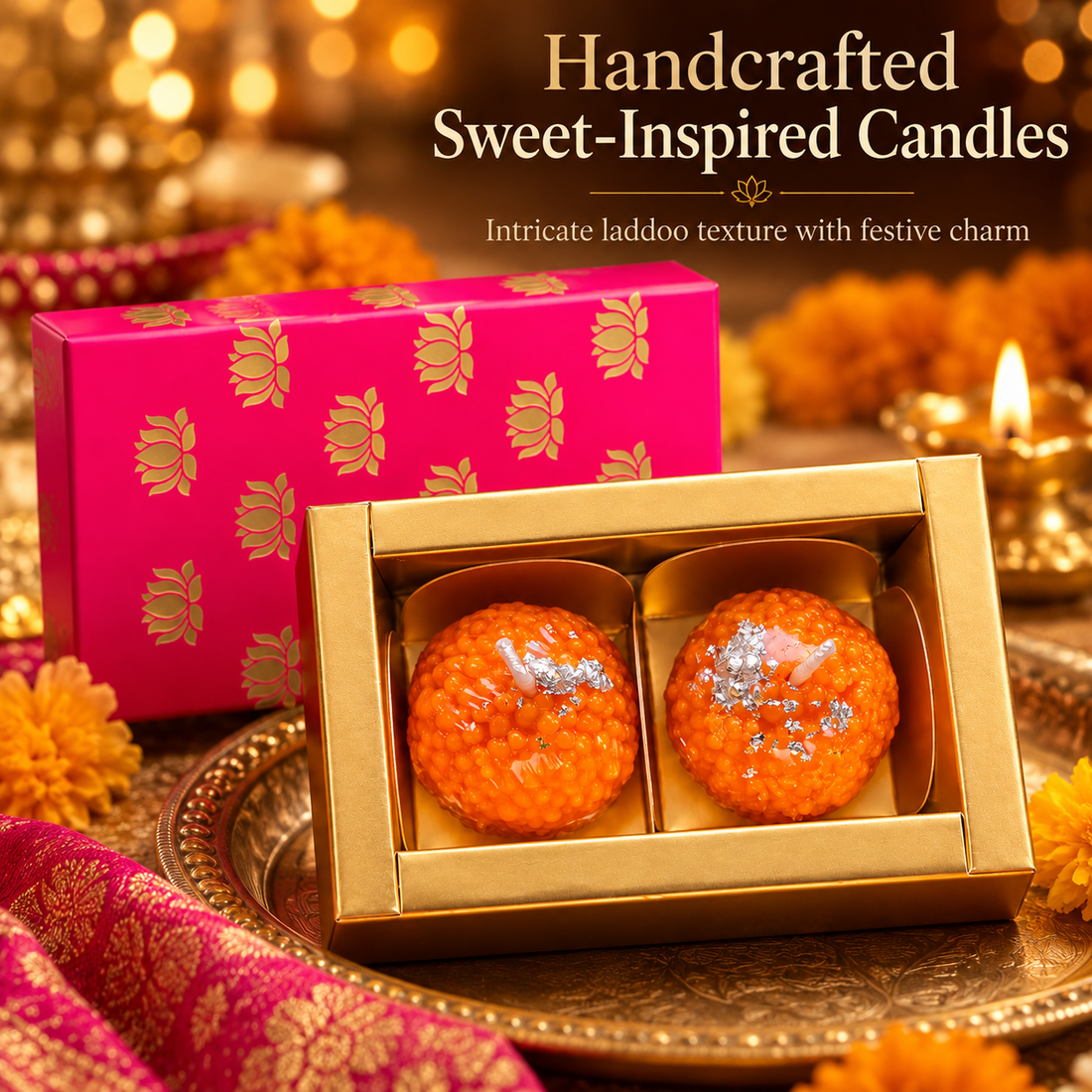 Festive Laddoo Candle – Set of 2