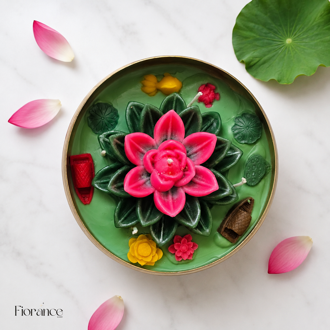 Lotus pond Hammered Urli Candle | Festive Decor