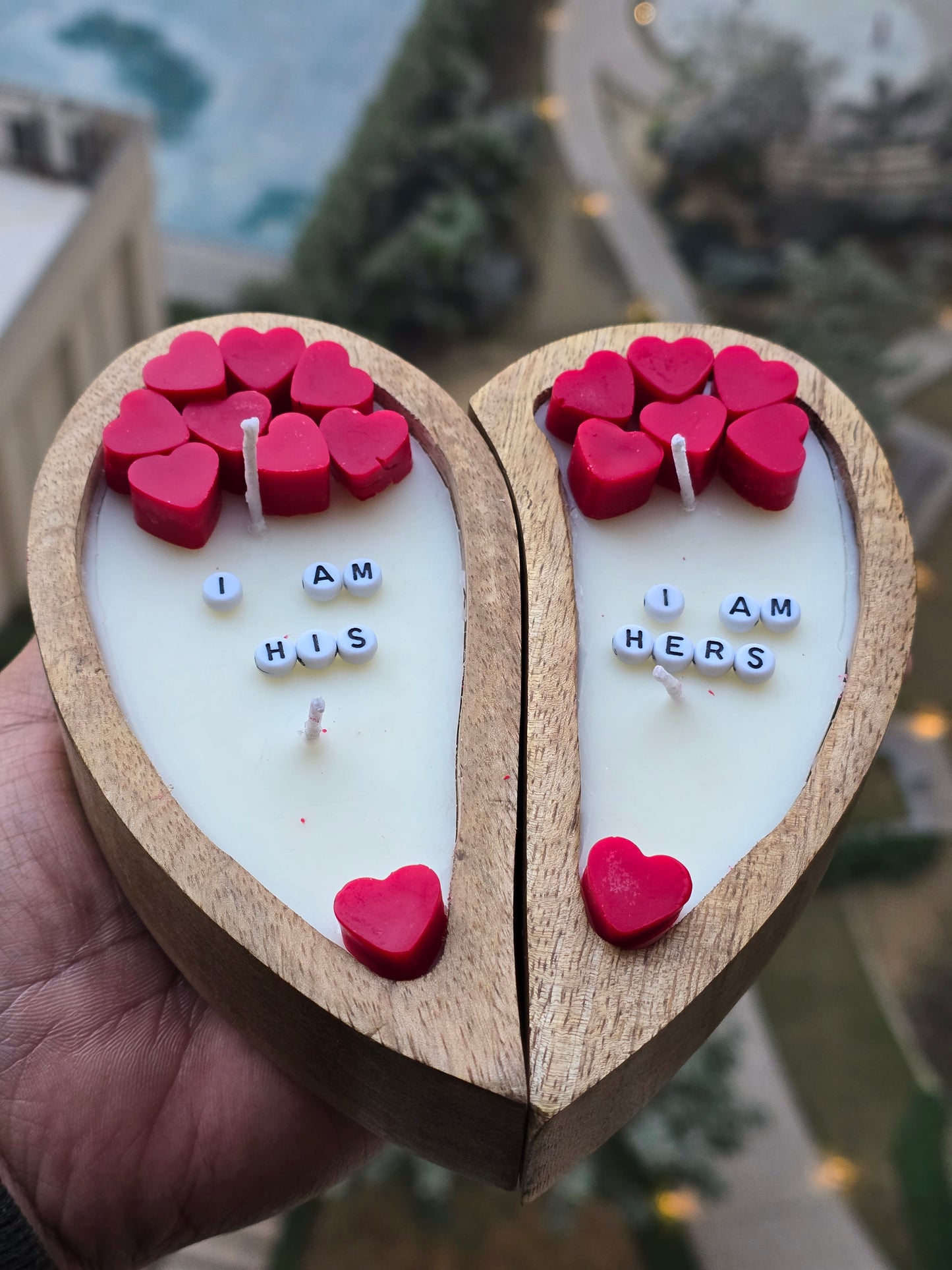 A Split Heart Candle Set - Handcrafted with Love