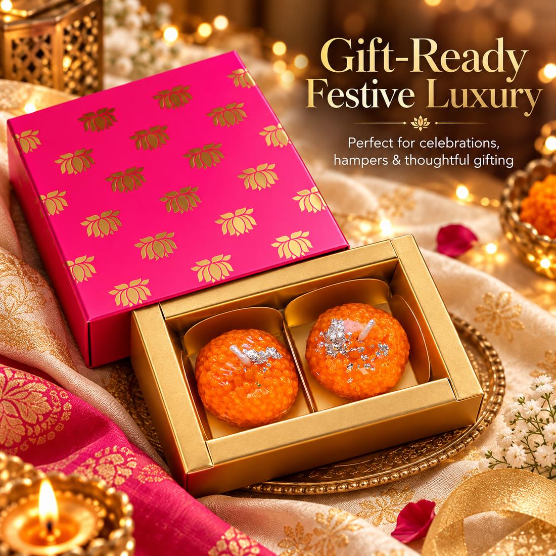 Festive Laddoo Candle – Set of 2