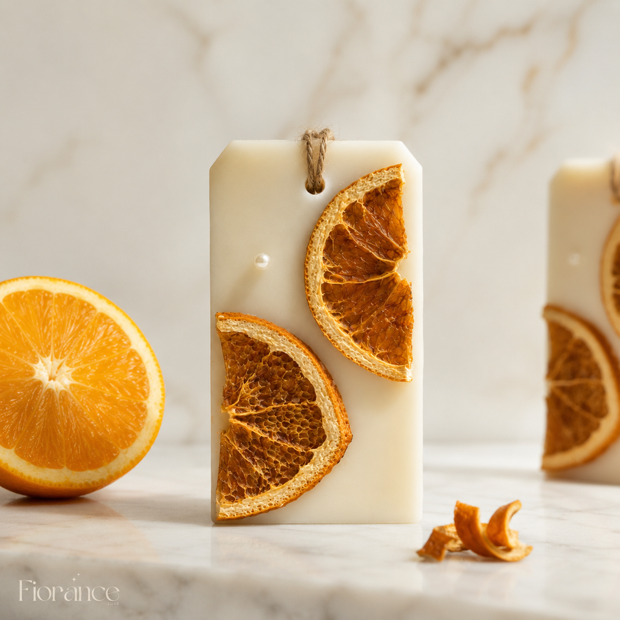 Fiorance Luxe citrus soy wax sachet with jute twine – natural dried orange wardrobe and drawer freshener