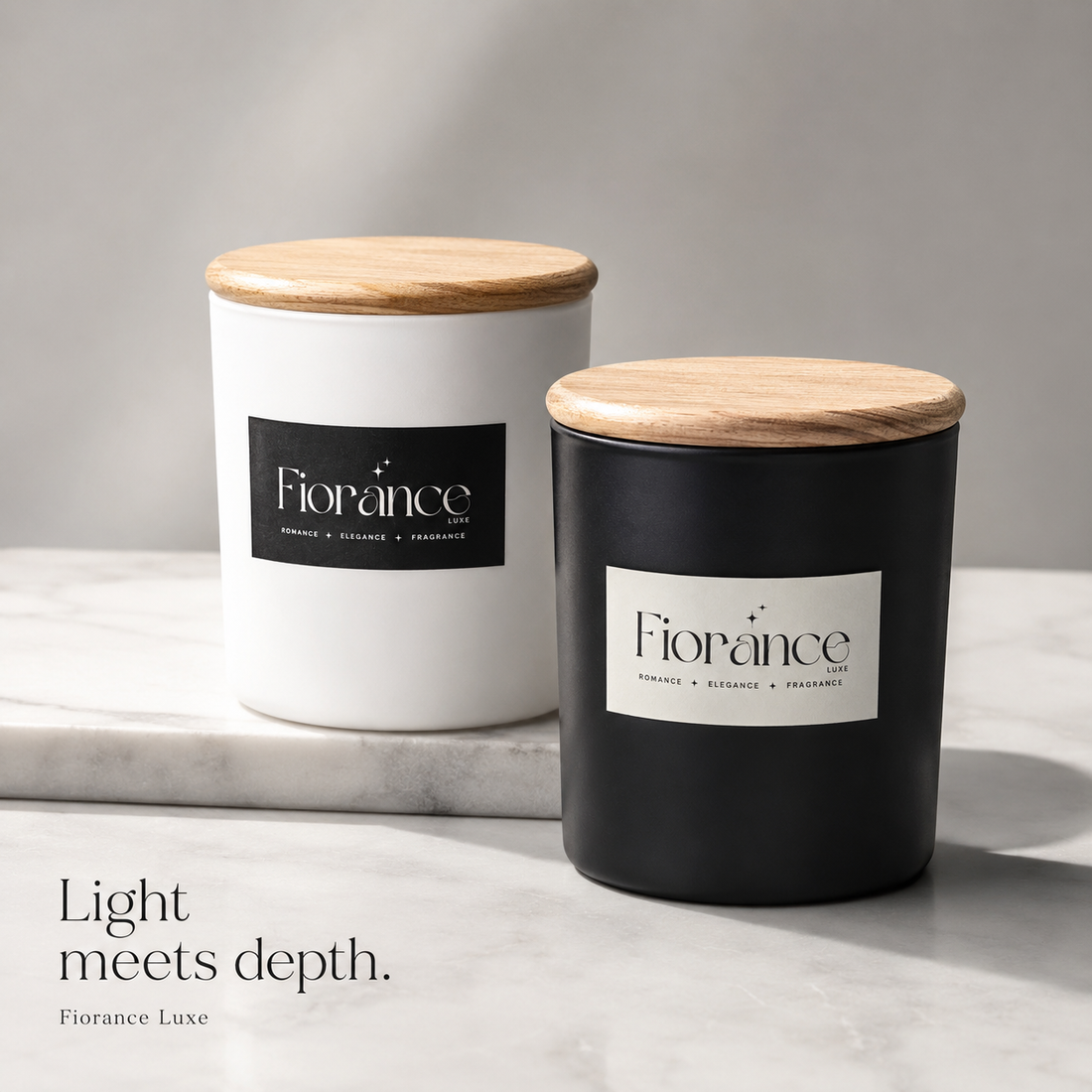 Handpoured soy wax candle in matte ceramic jar set by Fiorance Luxe – 250ml luxury candle with lid for gifting