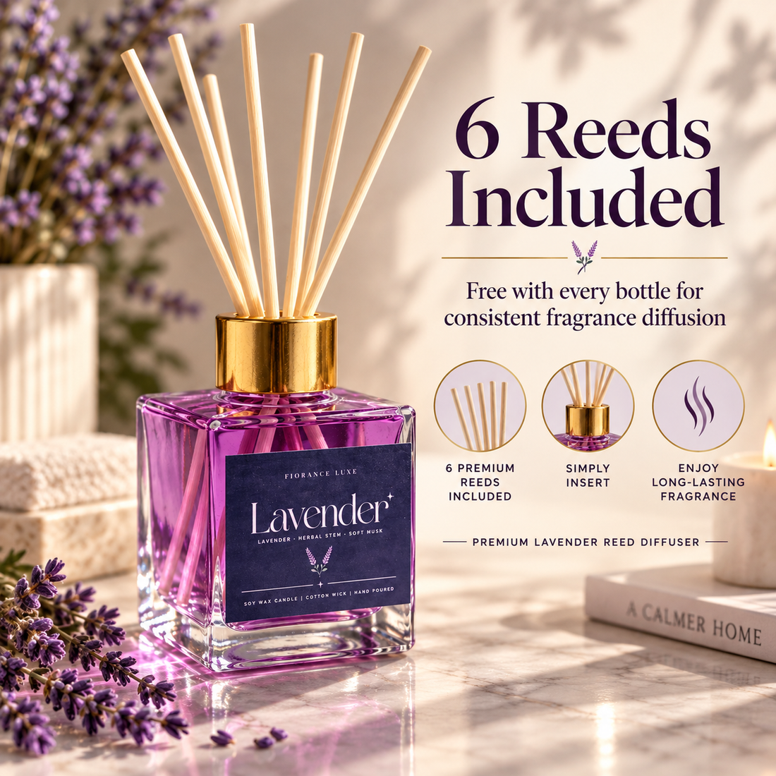Lavender Reed Diffuser – 100 ml | 6 Reeds