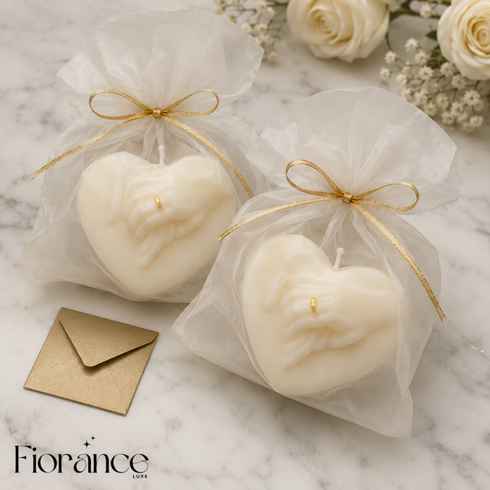 Hand in Hand Candle | 3D Clasped Hands & Gold Ring - Set of 2