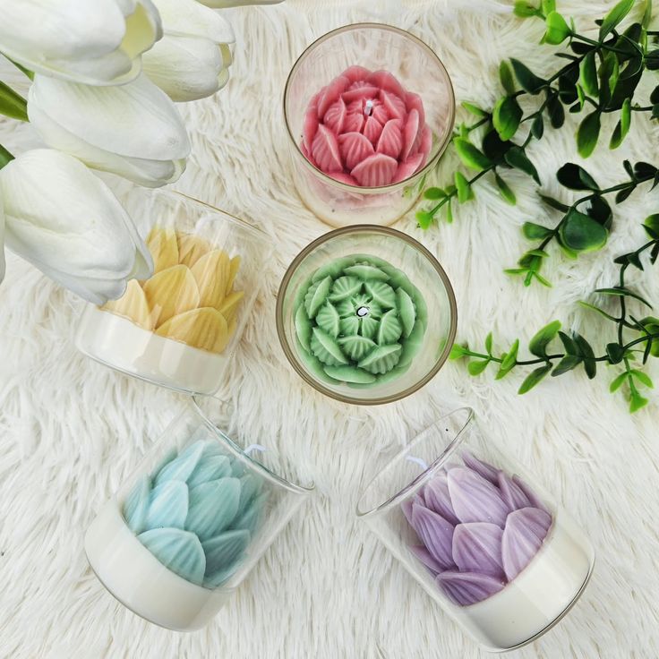 Fiorance Luxe lotus jar candle 250ml hot pink – multi-layer 3D lotus flower soy wax candle in clear glass jar