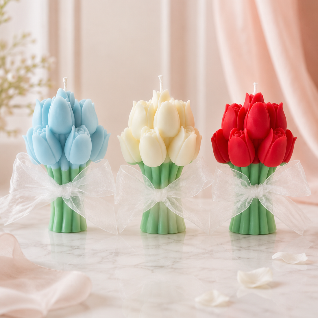 Tulip Bouquet Candle | Bridal Gift | Bouquet Set of 2