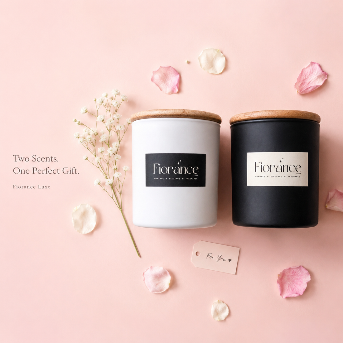 Fiorance Luxe matte ceramic duo jar soy wax candle set 250ml – premium scented candles in ceramic jars with lid for gifting